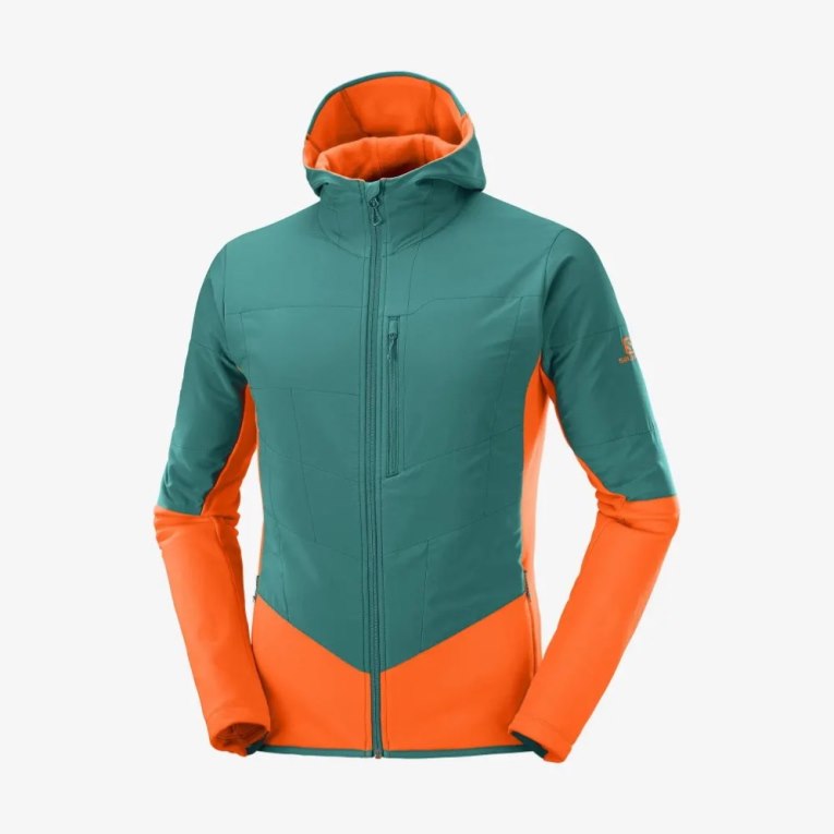 Casaco Salomon Outline Warm Híbrido Masculino Turquesa Laranja | PT Q03516